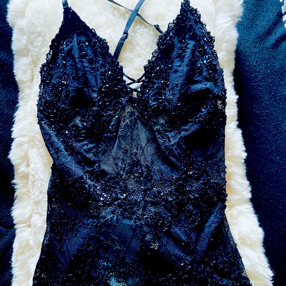 Marciano beaded lace bustier top